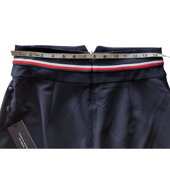 New Tommy Hilfiger Women's Navy Blue Midi Skirt Red White Stripes at Waist Sz 6 - Picture 9 of 11